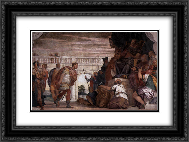 St Sebastian Reproving Diocletian 24x18 Black Ornate Wood Framed Art Print Poster with Double Matting by Veronese, Paolo