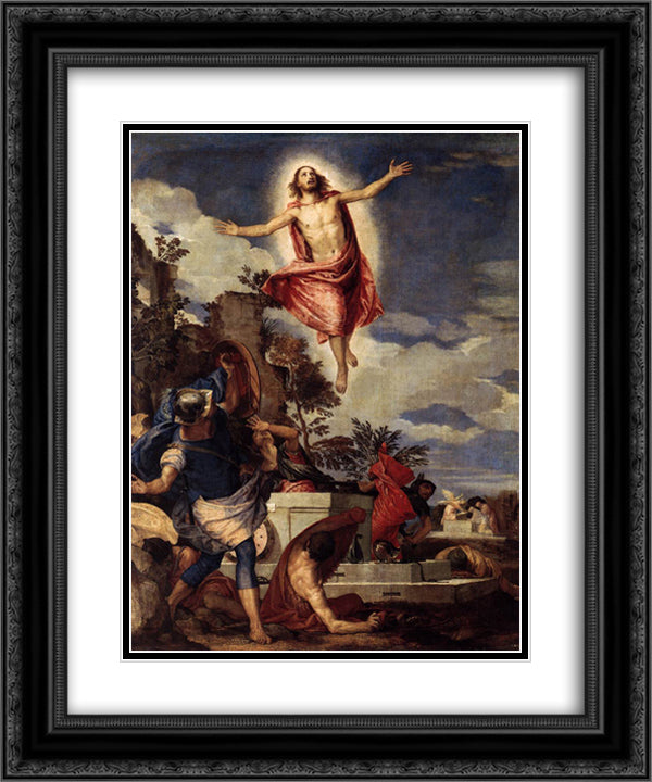 The Resurrection of Christ 20x24 Black Ornate Wood Framed Art Print Poster with Double Matting by Veronese, Paolo
