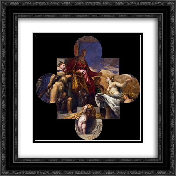 Venice, Hercules, and Ceres 20x20 Black Ornate Wood Framed Art Print Poster with Double Matting by Veronese, Paolo