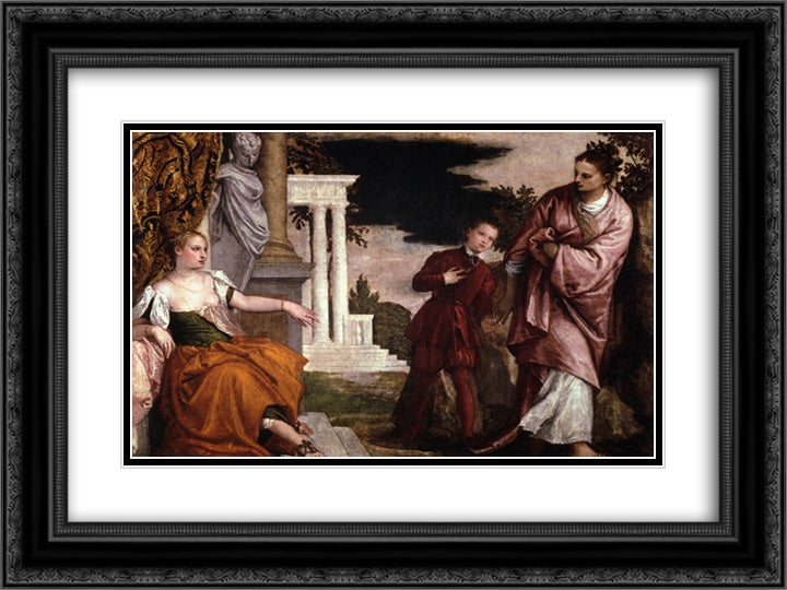 Youth between Virtue and Vice 24x18 Black Ornate Wood Framed Art Print Poster with Double Matting by Veronese, Paolo