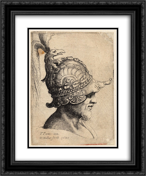 Helmet with eagle 20x24 Black Ornate Wood Framed Art Print Poster with Double Matting by Parmigianino