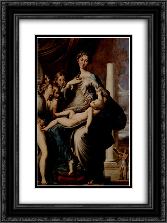 Madonna with the Long Neck 18x24 Black Ornate Wood Framed Art Print Poster with Double Matting by Parmigianino