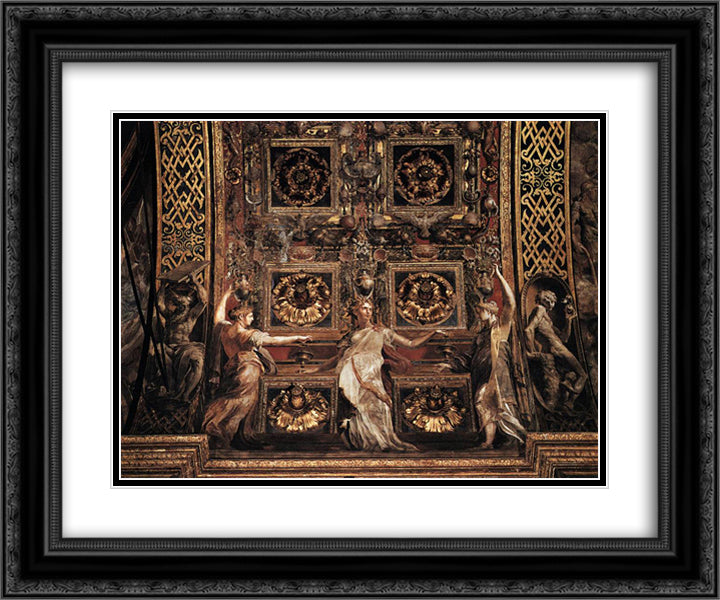 Three Foolish Virgins Flanked by Adam and Eve 24x20 Black Ornate Wood Framed Art Print Poster with Double Matting by Parmigianino