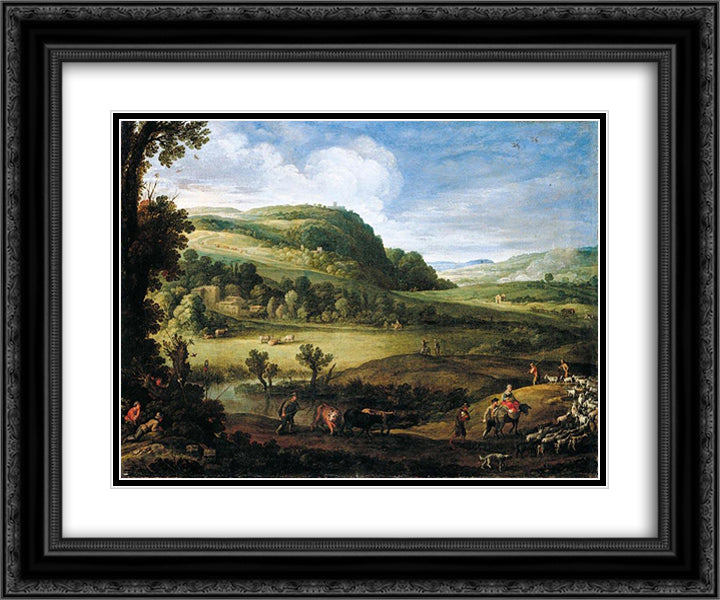 An Extensive Landscape 24x20 Black Ornate Wood Framed Art Print Poster with Double Matting by Bril, Paul