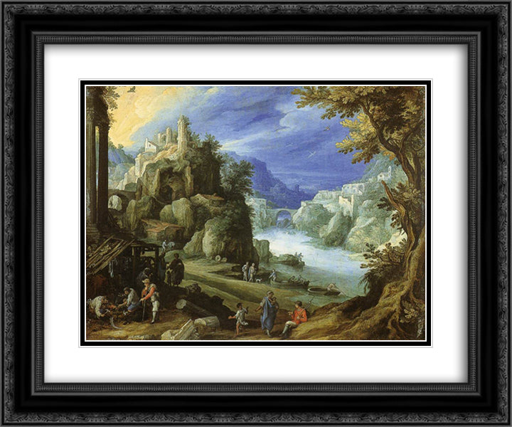 Fantastic mountain landscape 24x20 Black Ornate Wood Framed Art Print Poster with Double Matting by Bril, Paul