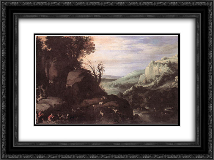 Landscape 24x18 Black Ornate Wood Framed Art Print Poster with Double Matting by Bril, Paul