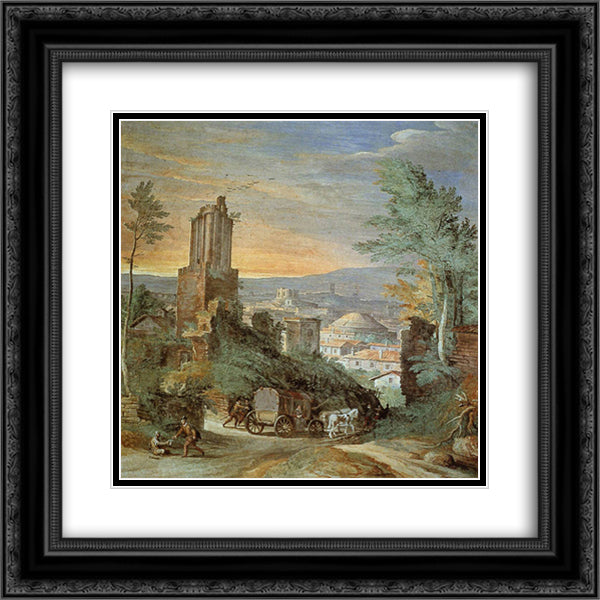 Landscape with Roman Ruins 20x20 Black Ornate Wood Framed Art Print Poster with Double Matting by Bril, Paul