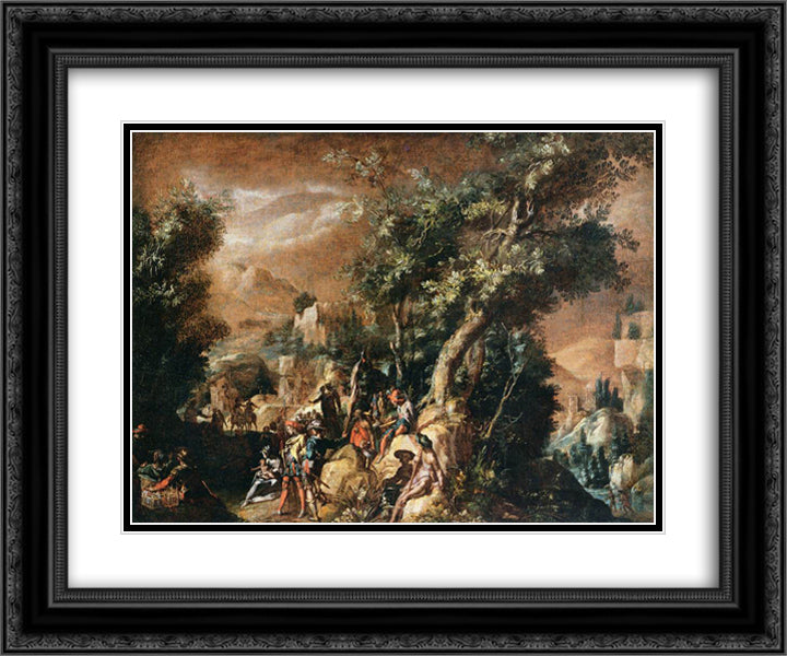 Ruins and Figures 24x20 Black Ornate Wood Framed Art Print Poster with Double Matting by Bril, Paul