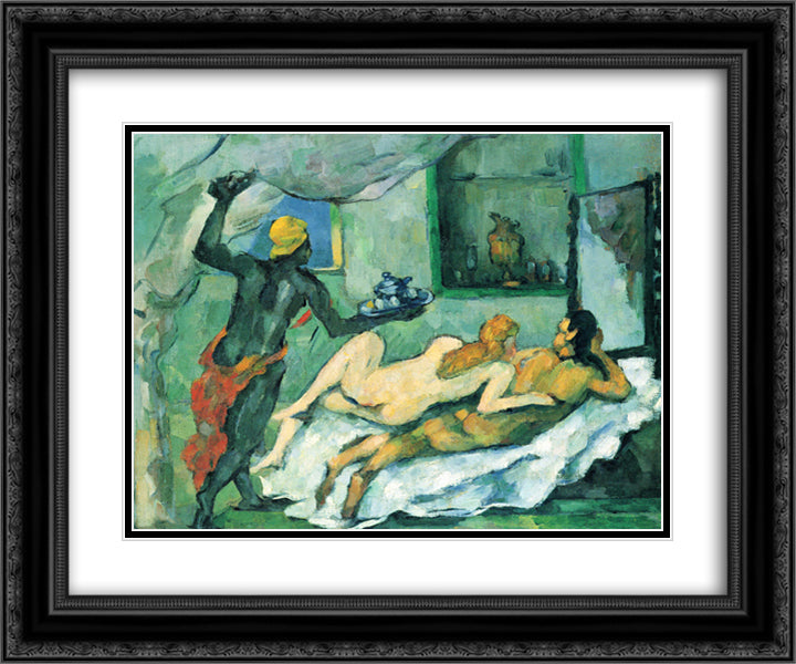 Afternoon in Naples 24x20 Black Ornate Wood Framed Art Print Poster with Double Matting by Cezanne, Paul