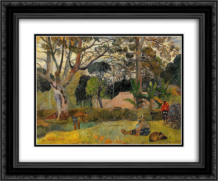 A big tree 24x20 Black Ornate Wood Framed Art Print Poster with Double Matting by Gauguin, Paul