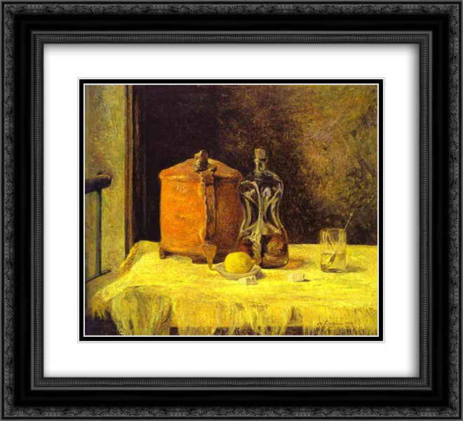 At the Window 22x20 Black Ornate Wood Framed Art Print Poster with Double Matting by Gauguin, Paul
