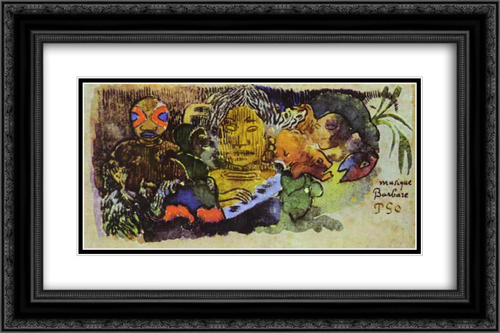 Barbarian music 24x16 Black Ornate Wood Framed Art Print Poster with Double Matting by Gauguin, Paul