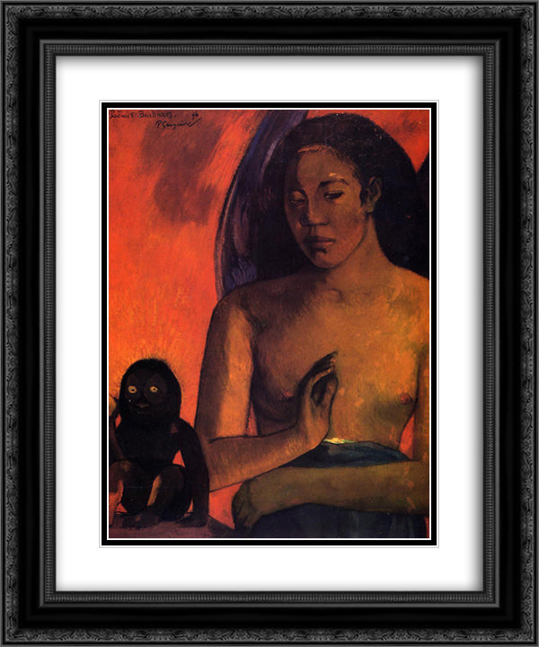 Barbarian poems 20x24 Black Ornate Wood Framed Art Print Poster with Double Matting by Gauguin, Paul