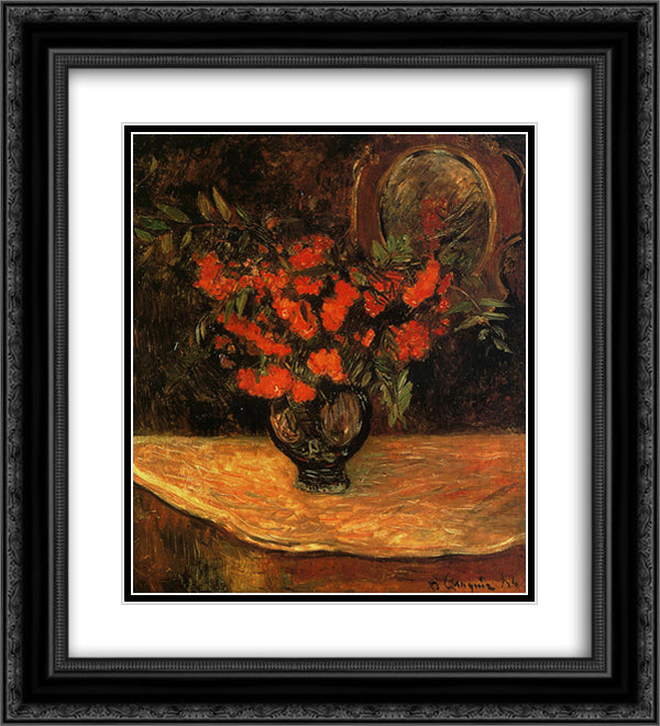 Bouquet 20x22 Black Ornate Wood Framed Art Print Poster with Double Matting by Gauguin, Paul