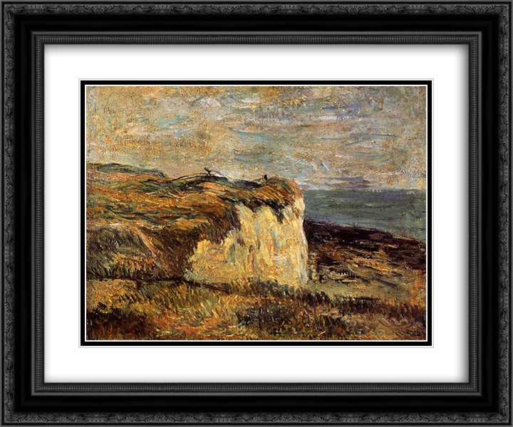 Cliff near Dieppe 24x20 Black Ornate Wood Framed Art Print Poster with Double Matting by Gauguin, Paul