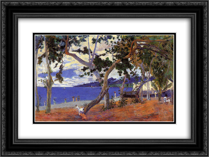 Coastal Landscape from Martinique 24x18 Black Ornate Wood Framed Art Print Poster with Double Matting by Gauguin, Paul