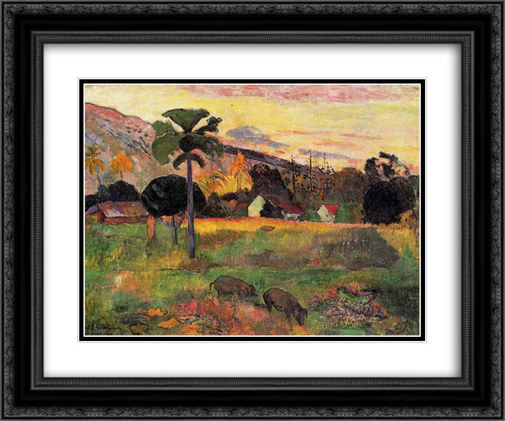 Come here 24x20 Black Ornate Wood Framed Art Print Poster with Double Matting by Gauguin, Paul