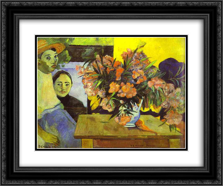 Flowers of France 24x20 Black Ornate Wood Framed Art Print Poster with Double Matting by Gauguin, Paul