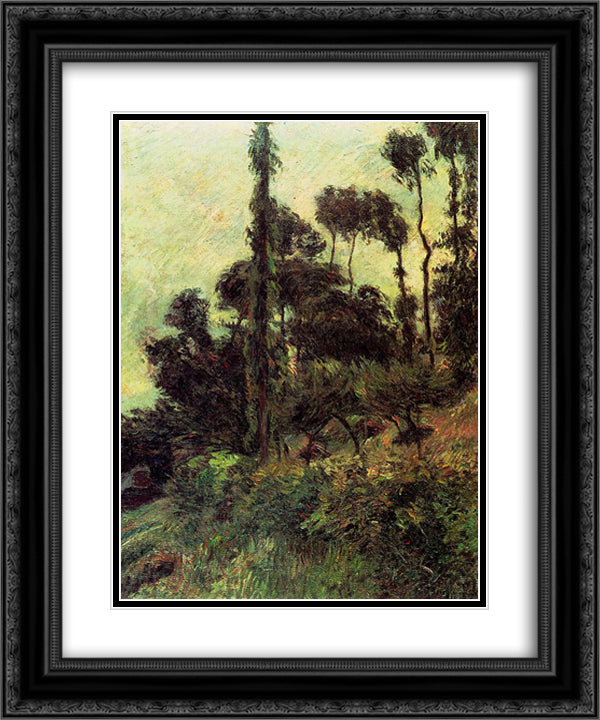Hillside 20x24 Black Ornate Wood Framed Art Print Poster with Double Matting by Gauguin, Paul