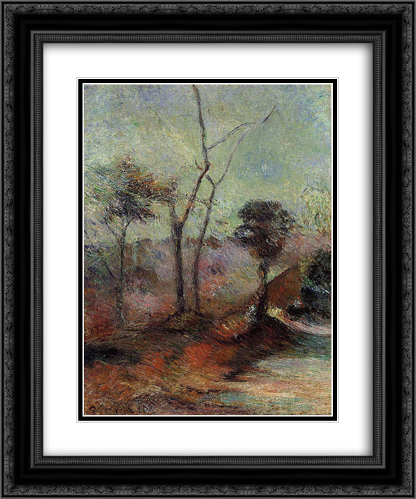 Landscape 20x24 Black Ornate Wood Framed Art Print Poster with Double Matting by Gauguin, Paul
