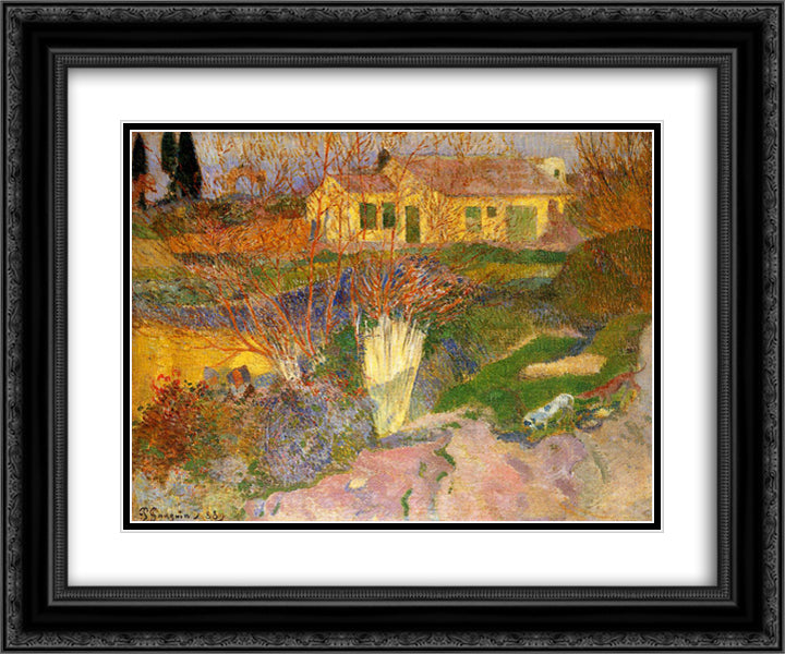 Mas, near Arles 24x20 Black Ornate Wood Framed Art Print Poster with Double Matting by Gauguin, Paul