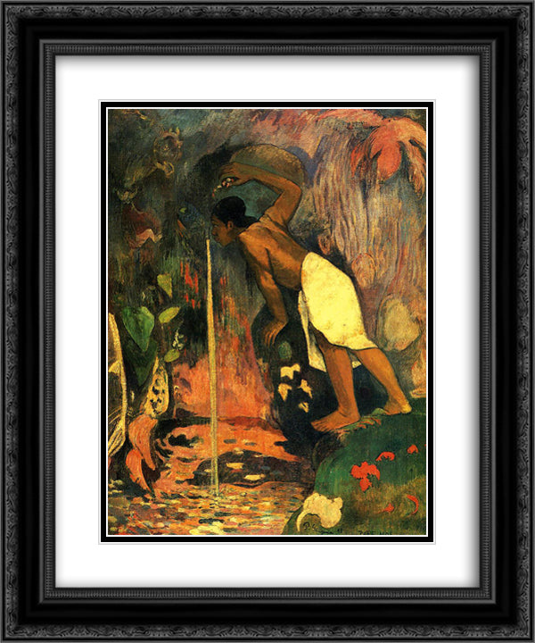 Mysterious Water 20x24 Black Ornate Wood Framed Art Print Poster with Double Matting by Gauguin, Paul