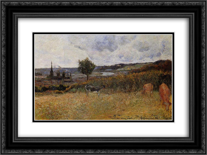 Near Rouen 24x18 Black Ornate Wood Framed Art Print Poster with Double Matting by Gauguin, Paul