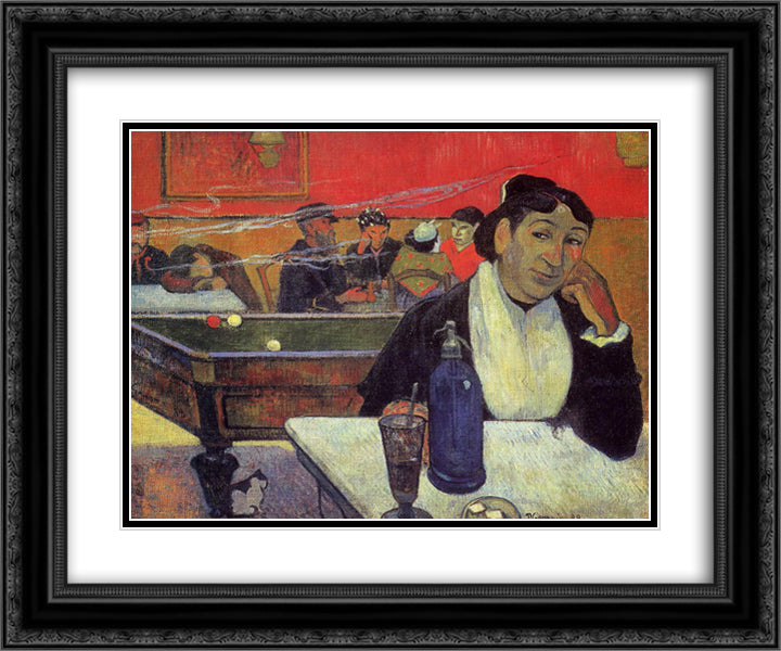 Night cafe, Arles 24x20 Black Ornate Wood Framed Art Print Poster with Double Matting by Gauguin, Paul