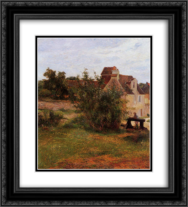 Osny, the gate of Busagny farm 20x22 Black Ornate Wood Framed Art Print Poster with Double Matting by Gauguin, Paul