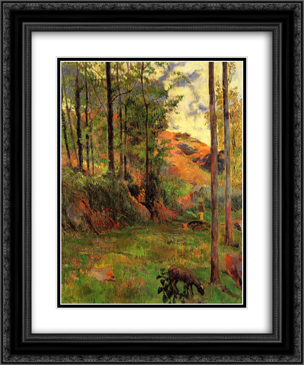 Path down to the Aven 20x24 Black Ornate Wood Framed Art Print Poster with Double Matting by Gauguin, Paul