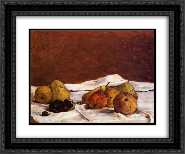 Pears and grapes 24x20 Black Ornate Wood Framed Art Print Poster with Double Matting by Gauguin, Paul