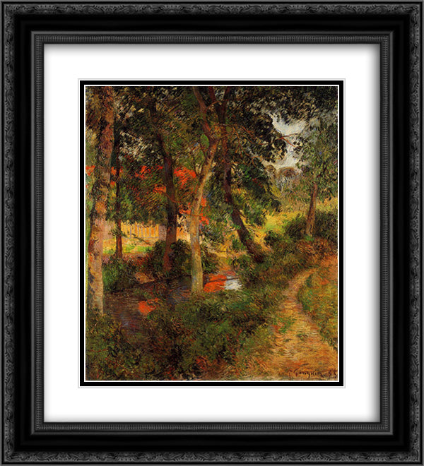Pere Jean's Path 20x22 Black Ornate Wood Framed Art Print Poster with Double Matting by Gauguin, Paul