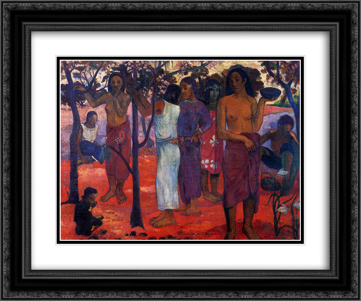 Perfect days 24x20 Black Ornate Wood Framed Art Print Poster with Double Matting by Gauguin, Paul
