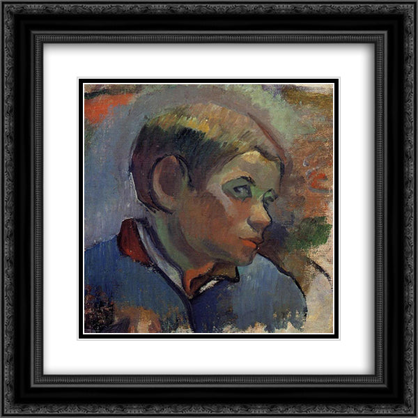 Portrait of a little boy 20x20 Black Ornate Wood Framed Art Print Poster with Double Matting by Gauguin, Paul