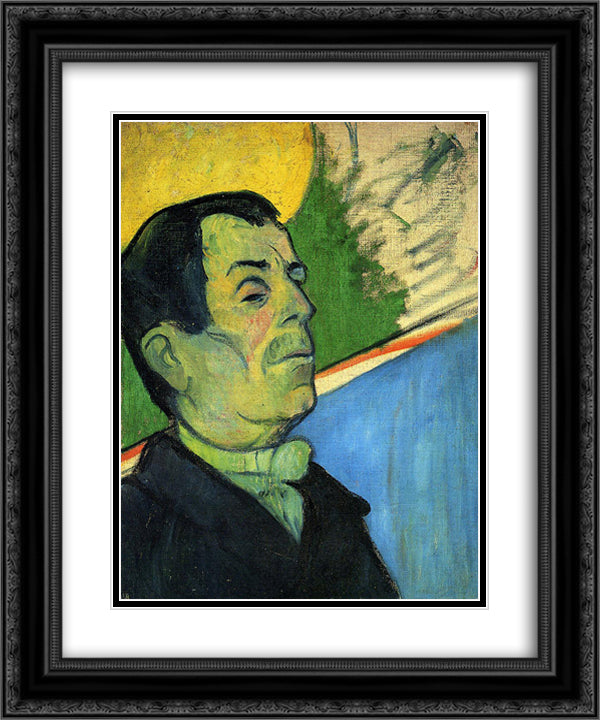 Portrait of a man wearing a lavalliere 20x24 Black Ornate Wood Framed Art Print Poster with Double Matting by Gauguin, Paul