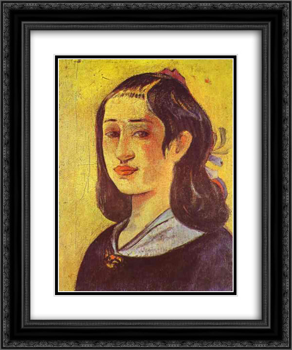 Portrait of a mother 20x24 Black Ornate Wood Framed Art Print Poster with Double Matting by Gauguin, Paul