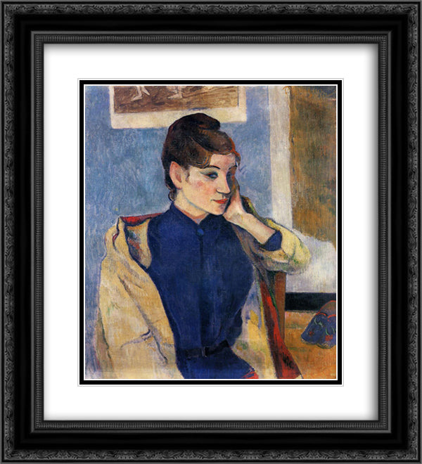 Portrait of Madelaine Bernard 20x22 Black Ornate Wood Framed Art Print Poster with Double Matting by Gauguin, Paul