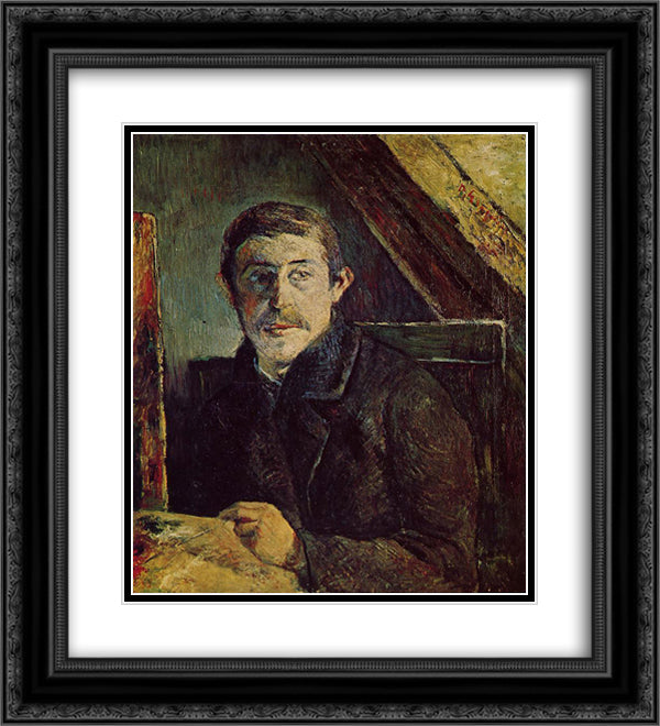 Self Portrait 20x22 Black Ornate Wood Framed Art Print Poster with Double Matting by Gauguin, Paul
