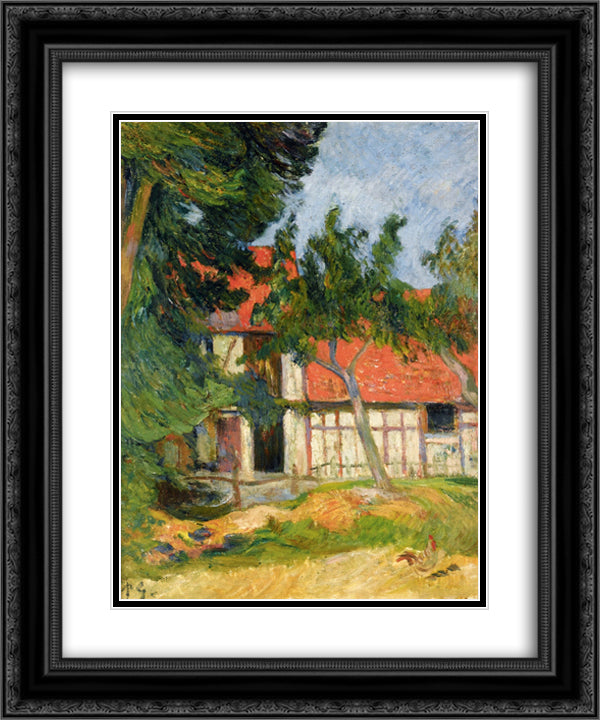 Stabble near Dieppe 20x24 Black Ornate Wood Framed Art Print Poster with Double Matting by Gauguin, Paul
