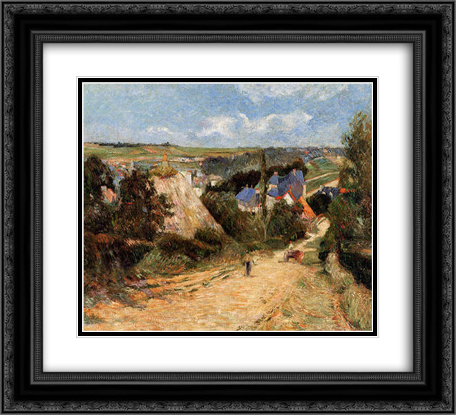 Street in Osny 22x20 Black Ornate Wood Framed Art Print Poster with Double Matting by Gauguin, Paul