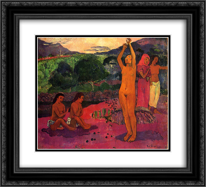 The Invocation 22x20 Black Ornate Wood Framed Art Print Poster with Double Matting by Gauguin, Paul