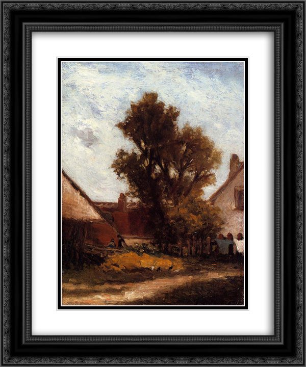 Tree in the farm yard 20x24 Black Ornate Wood Framed Art Print Poster with Double Matting by Gauguin, Paul