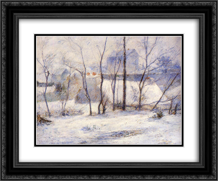 Winter Landscape 24x20 Black Ornate Wood Framed Art Print Poster with Double Matting by Gauguin, Paul