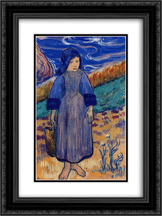 Young breton by the sea 18x24 Black Ornate Wood Framed Art Print Poster with Double Matting by Gauguin, Paul