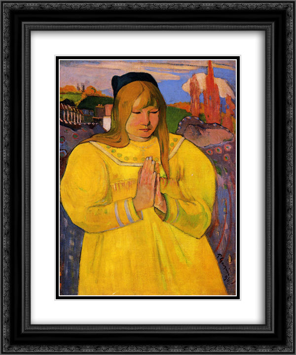 Young Christian Girl 20x24 Black Ornate Wood Framed Art Print Poster with Double Matting by Gauguin, Paul
