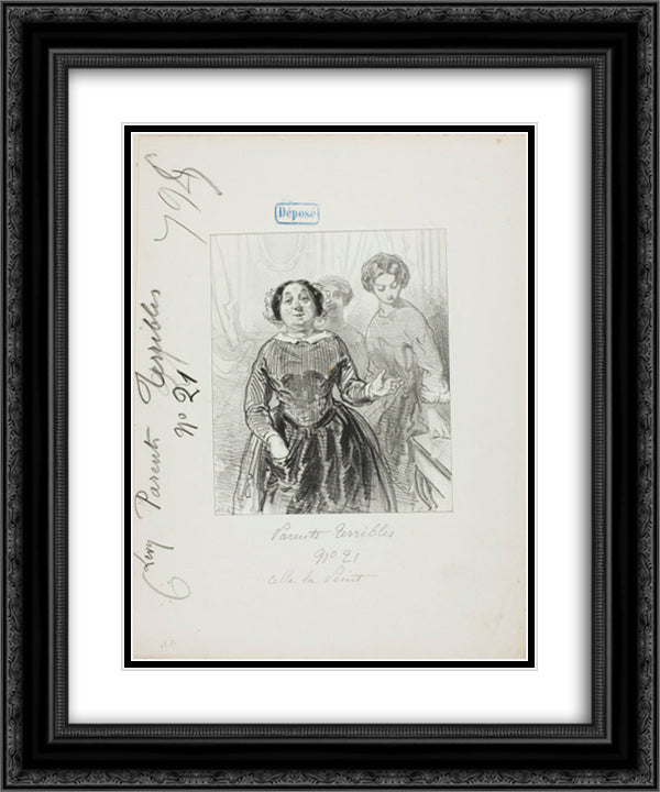 Les Parents Terribles series This one paints... 20x24 Black Ornate Wood Framed Art Print Poster with Double Matting by Gavarni, Paul