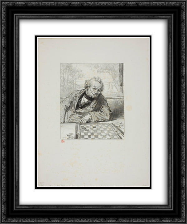 Masks and faces Keeping a Queen, you see 20x24 Black Ornate Wood Framed Art Print Poster with Double Matting by Gavarni, Paul