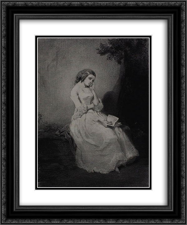 The Commentary 20x24 Black Ornate Wood Framed Art Print Poster with Double Matting by Gavarni, Paul
