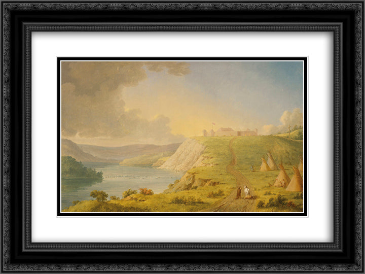 Fort Edmonton 24x18 Black Ornate Wood Framed Art Print Poster with Double Matting by Kane, Paul