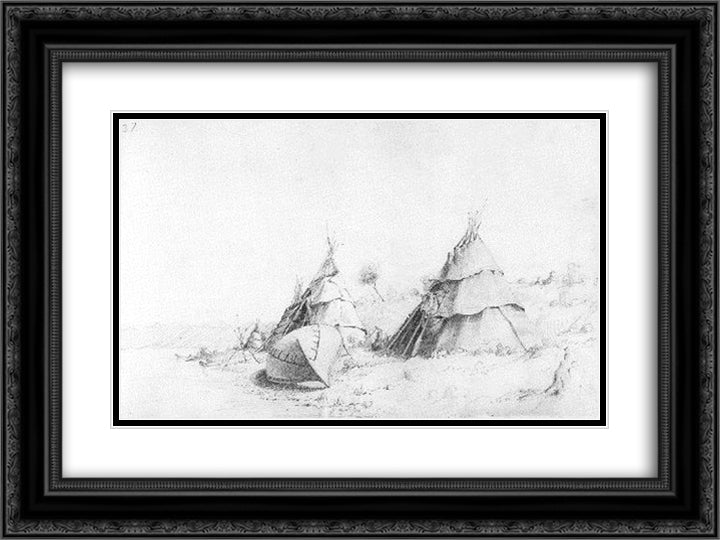 Lake Huron 24x18 Black Ornate Wood Framed Art Print Poster with Double Matting by Kane, Paul
